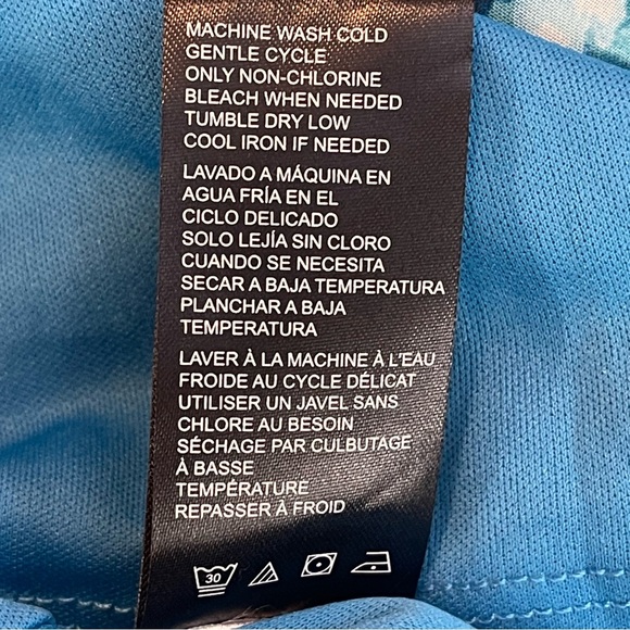 Smocked Midi Dress Sz M Blue Swirl Square Neck Puff sleeve Sleeve Tash + Sophie - Picture 8 of 8